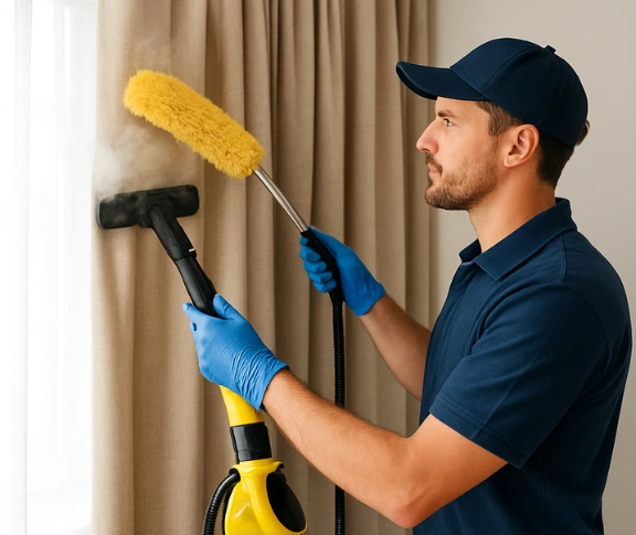 Trusted curtain steam cleaning technician Matty Curtain Cleaning whiteside QLD